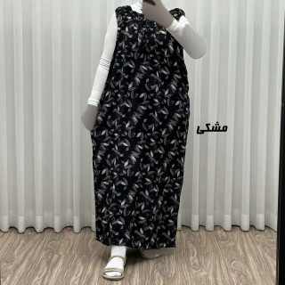 پیراهن ساحلی زنانه نخی آستین حلقه ای فری سایز مناسب تا سایز 52
